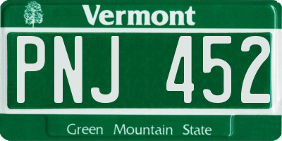 VT license plate PNJ452