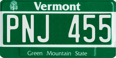 VT license plate PNJ455