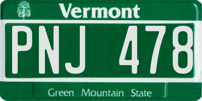VT license plate PNJ478