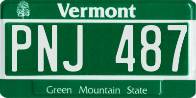VT license plate PNJ487