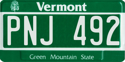VT license plate PNJ492