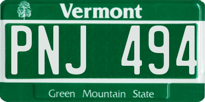 VT license plate PNJ494