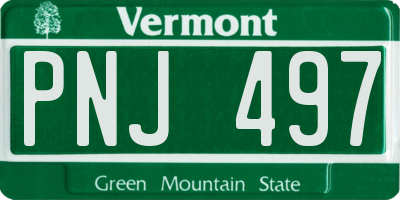 VT license plate PNJ497