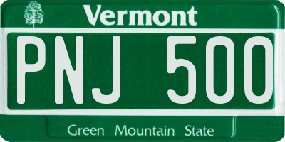 VT license plate PNJ500