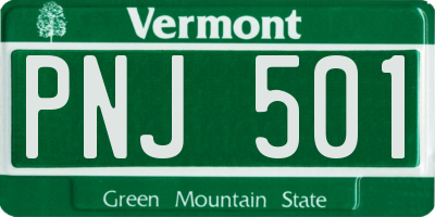 VT license plate PNJ501
