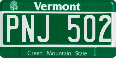 VT license plate PNJ502