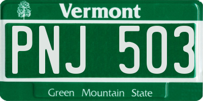 VT license plate PNJ503