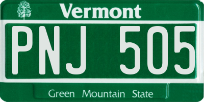 VT license plate PNJ505