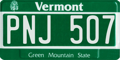 VT license plate PNJ507