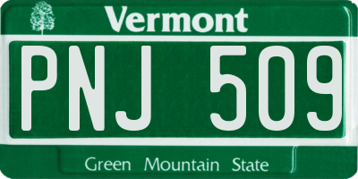 VT license plate PNJ509