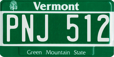 VT license plate PNJ512