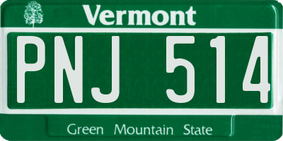 VT license plate PNJ514