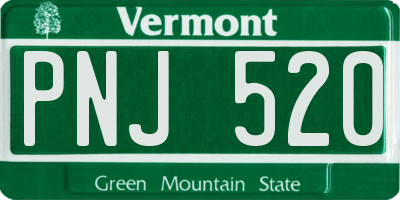 VT license plate PNJ520