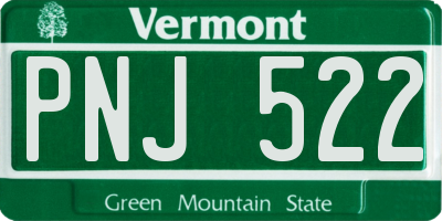 VT license plate PNJ522