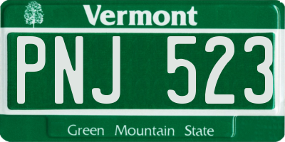 VT license plate PNJ523