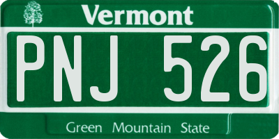 VT license plate PNJ526