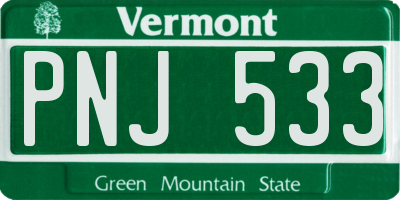 VT license plate PNJ533