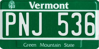 VT license plate PNJ536