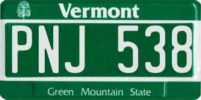 VT license plate PNJ538