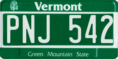 VT license plate PNJ542