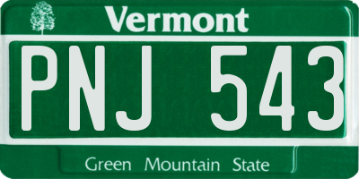 VT license plate PNJ543