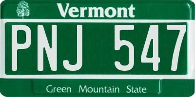 VT license plate PNJ547