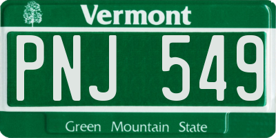 VT license plate PNJ549