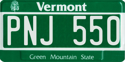 VT license plate PNJ550