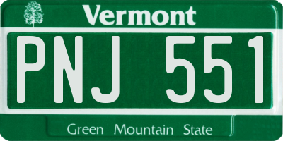 VT license plate PNJ551