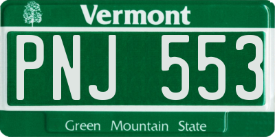 VT license plate PNJ553
