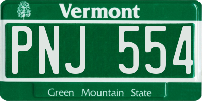 VT license plate PNJ554