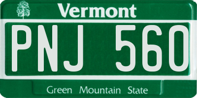 VT license plate PNJ560