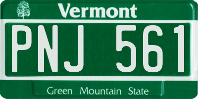 VT license plate PNJ561