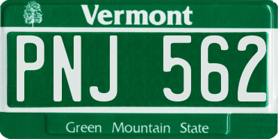 VT license plate PNJ562