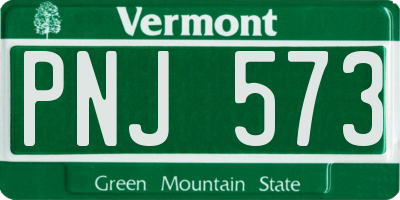 VT license plate PNJ573