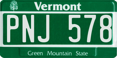 VT license plate PNJ578