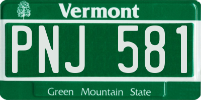 VT license plate PNJ581