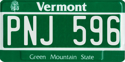 VT license plate PNJ596