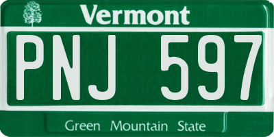 VT license plate PNJ597