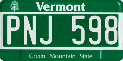 VT license plate PNJ598