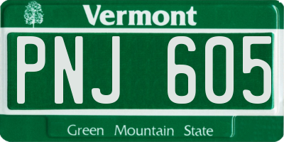 VT license plate PNJ605