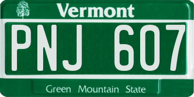 VT license plate PNJ607