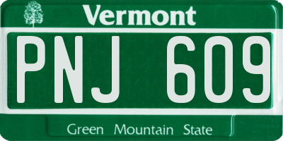 VT license plate PNJ609