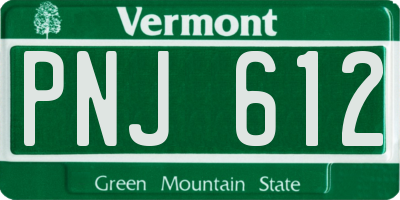 VT license plate PNJ612