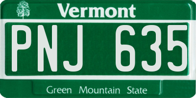 VT license plate PNJ635
