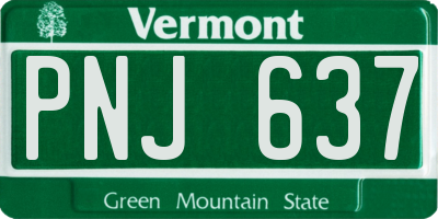 VT license plate PNJ637