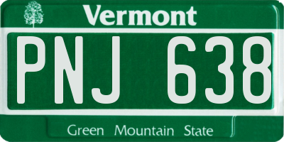 VT license plate PNJ638