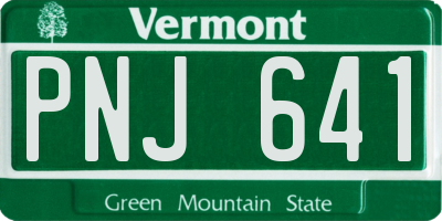 VT license plate PNJ641