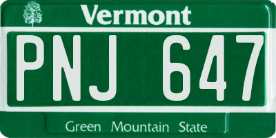 VT license plate PNJ647