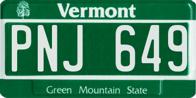 VT license plate PNJ649